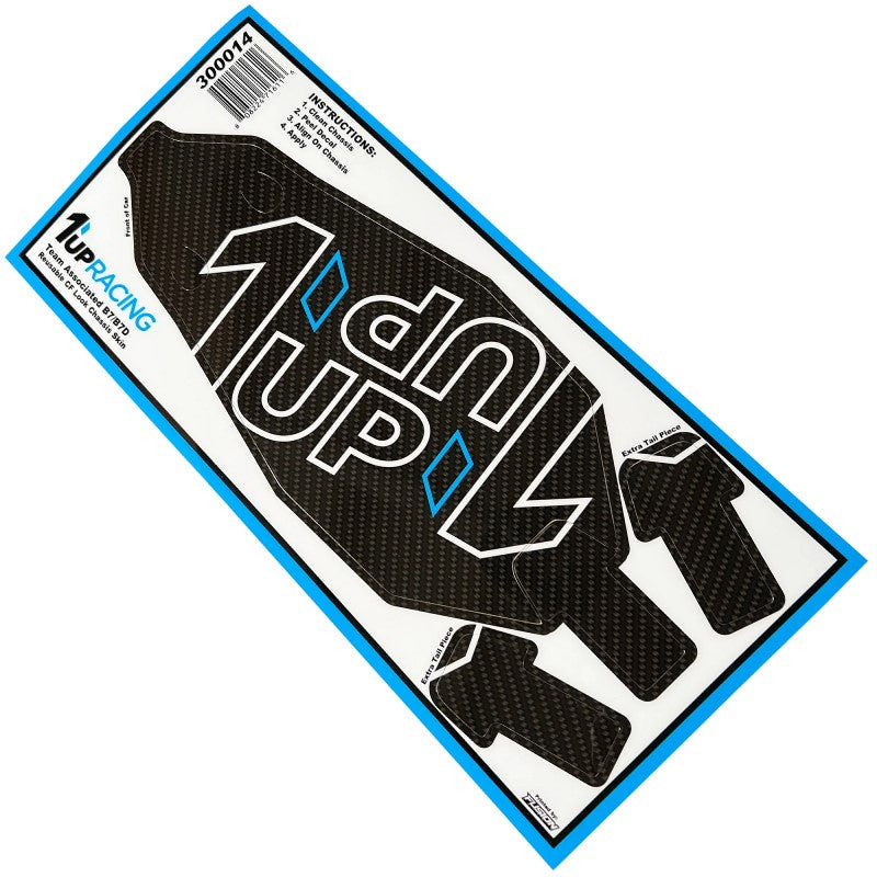 1Up Racing Twin Outline logo CF look chassis skin (AE B7 or B7D)