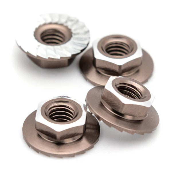 1Up Racing - Lockdown 7075 aluminium M4 flanged and serrated wheel nuts - Gun Metal (4)