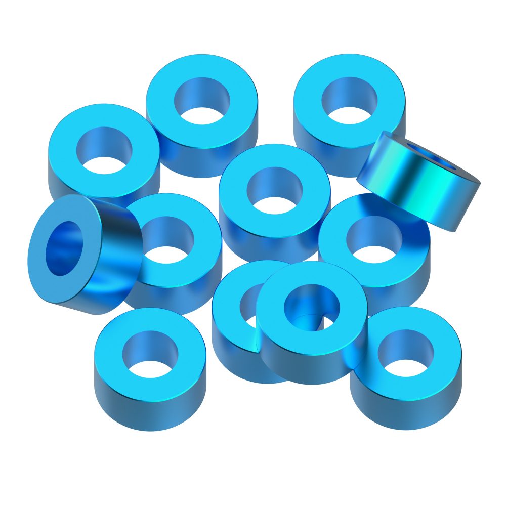 3x6x2mm Precision aluminium Shims - Bright Blue - 12pcs