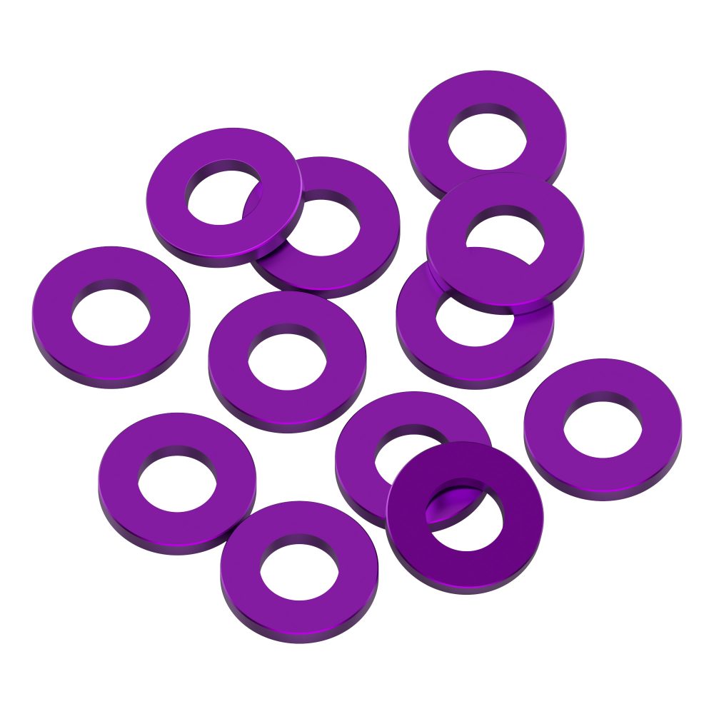 3x6x1mm Precision aluminium Shims - Purple - 12pcs