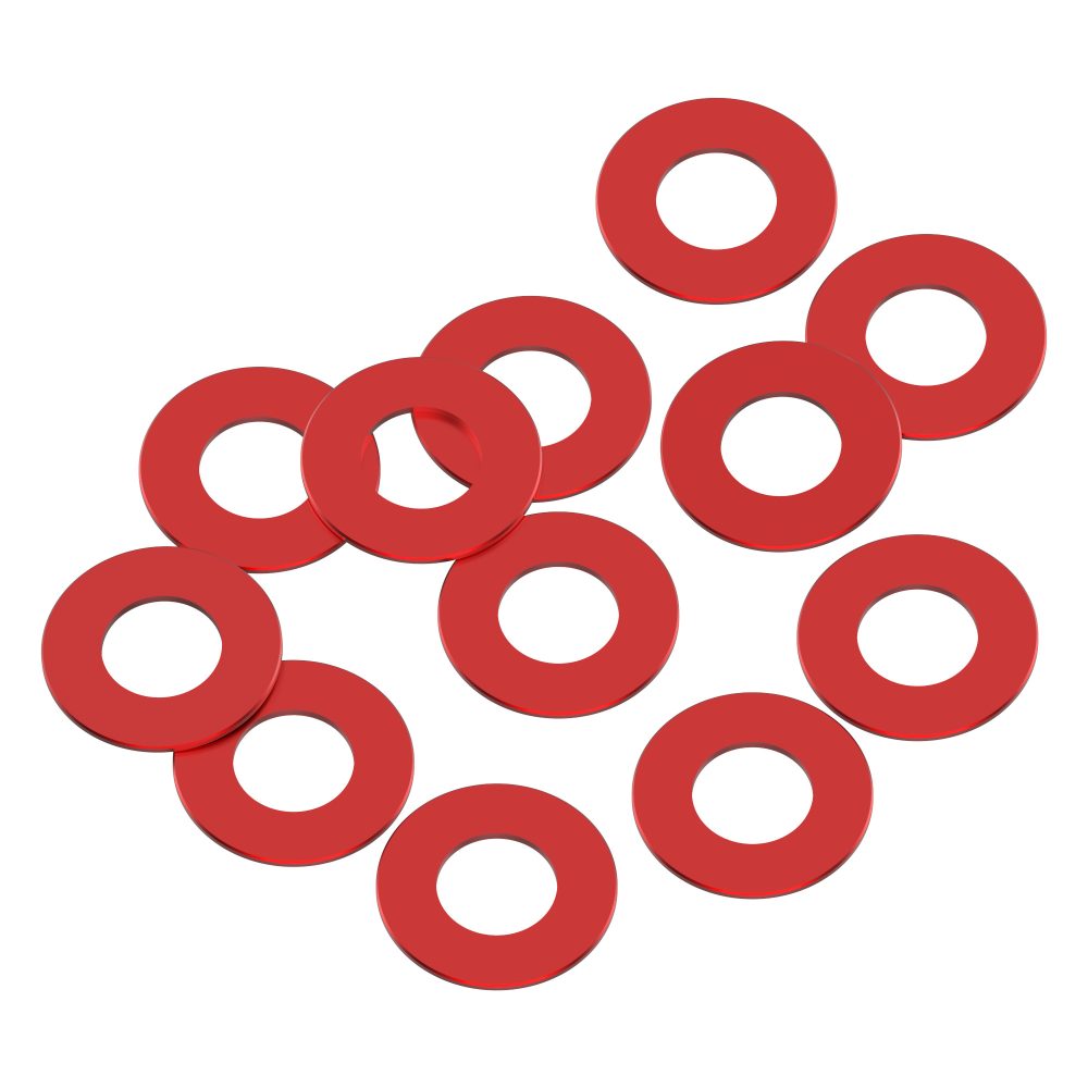 3x6x0.5mm Precision aluminium Shims - Red - 12pcs