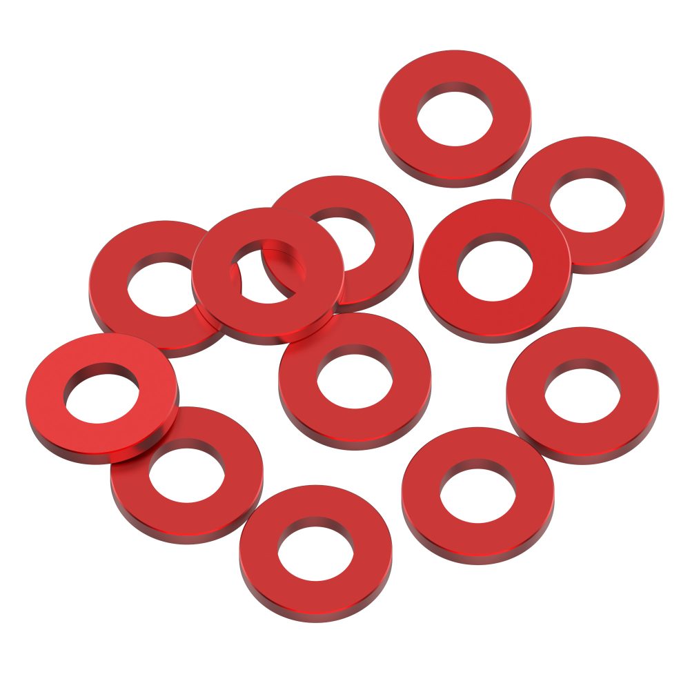 3x6x1mm Precision aluminium Shims - Red - 12pcs