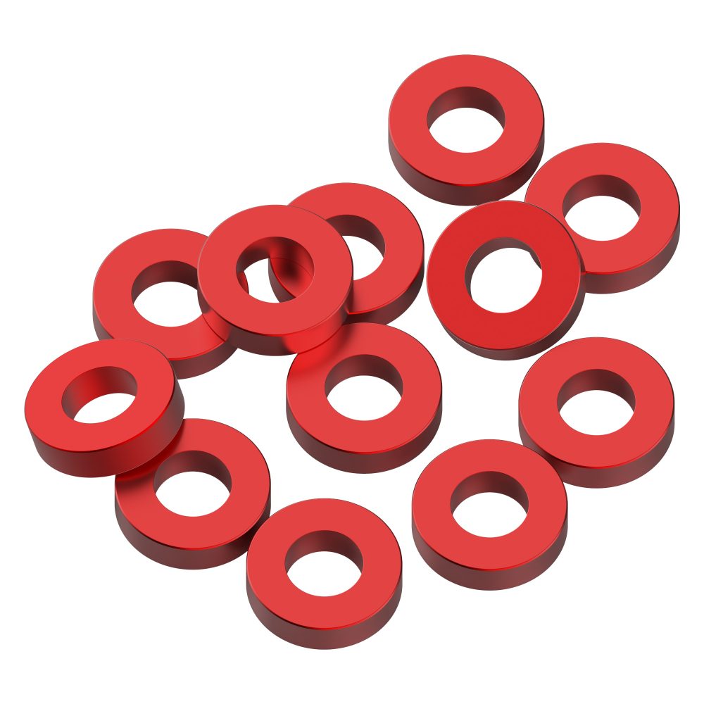 3x6x1.5mm Precision aluminium Shims - Red - 12pcs
