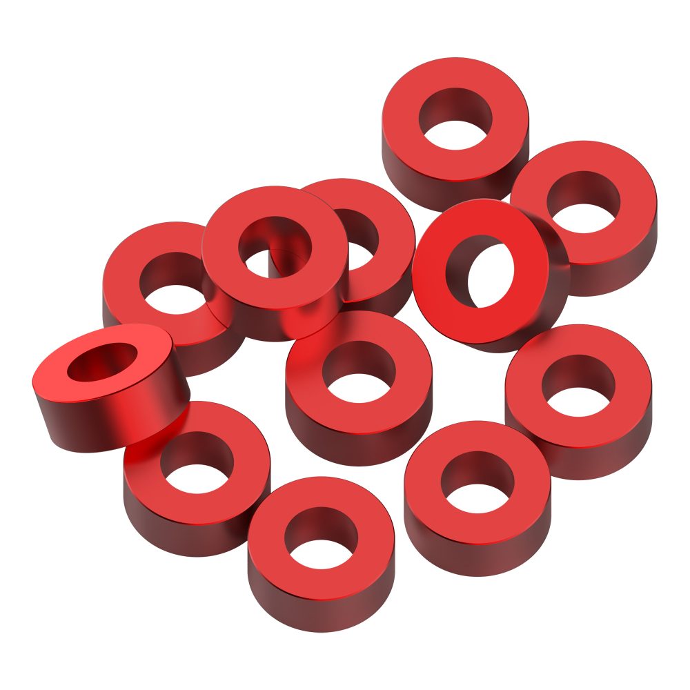 3x6x2.5mm Precision aluminium Shims - Red - 12pcs