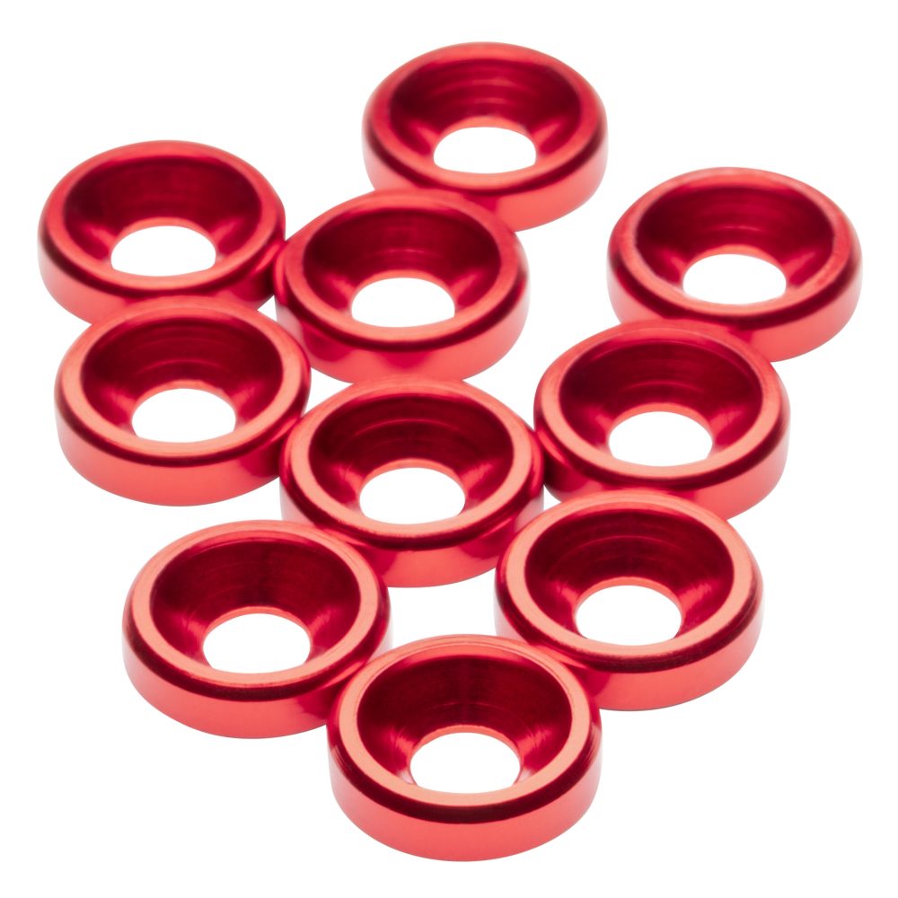 M3 Countersunk Washers - Red - 10pcs