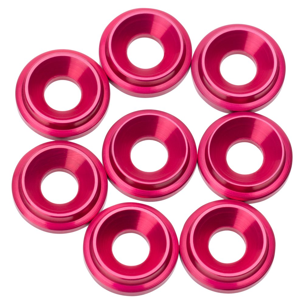 Premium LowPro 7075 alloy M3 Countersunk Washers - Hot Pink - 8pcs