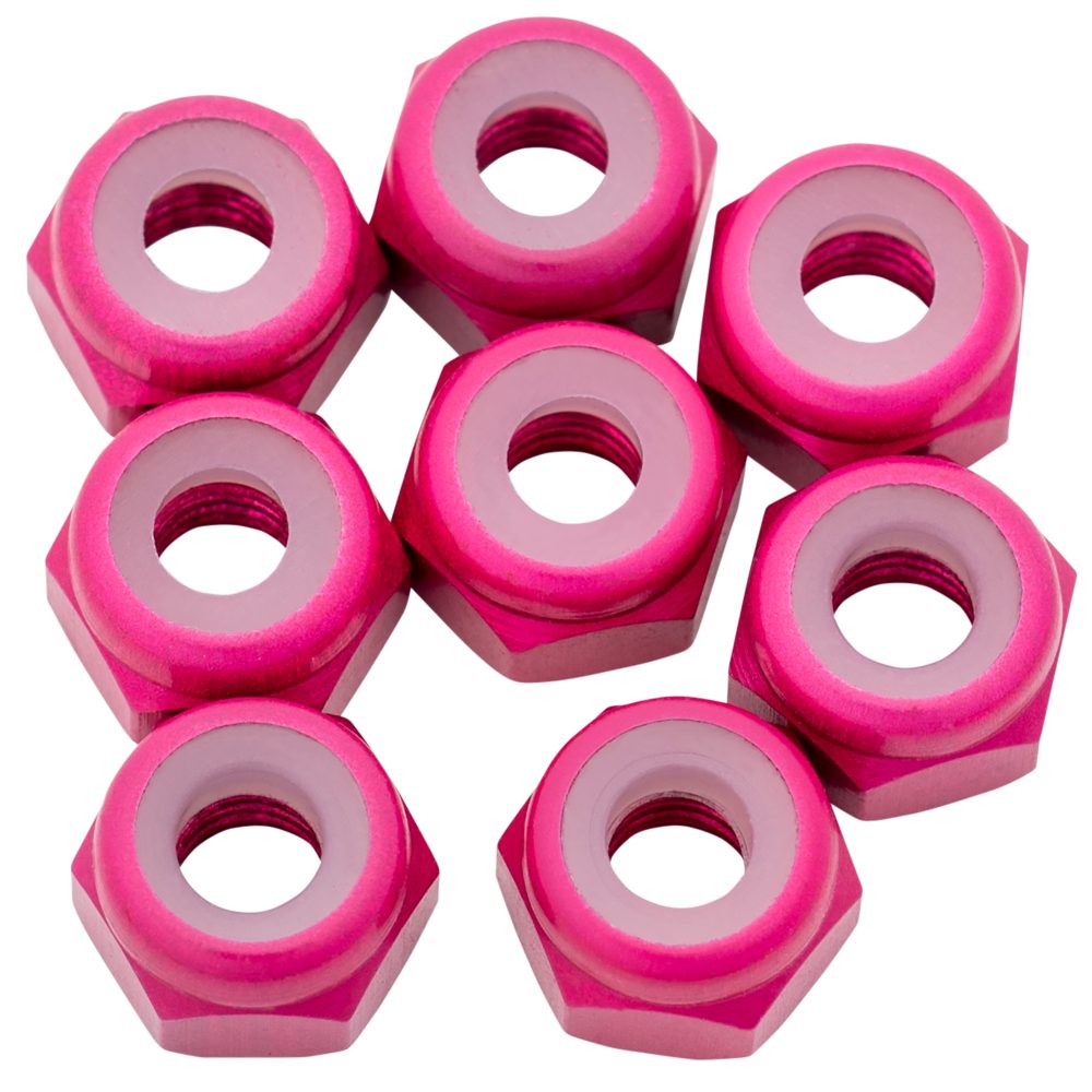 1Up 7075 M3 aluminium locknuts - Hot Pink - 8pcs