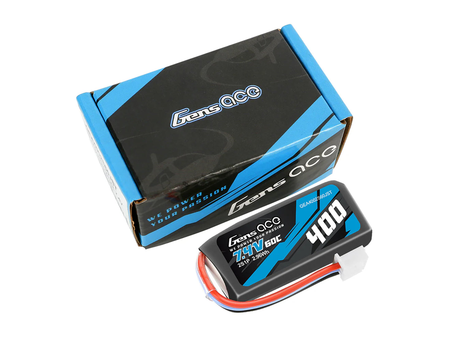 Gens Ace Li-Po 2S 7.4V 400mAh 60C with BEC - O-G2S0400-60JST