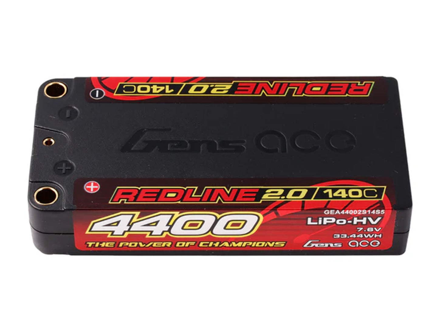 Gens Ace Redline Li-Po HV Car Hard Case 2S1P 7.6V 4400mAh 140C RL2 Short 5mm - O-GC2H4400S-140G5