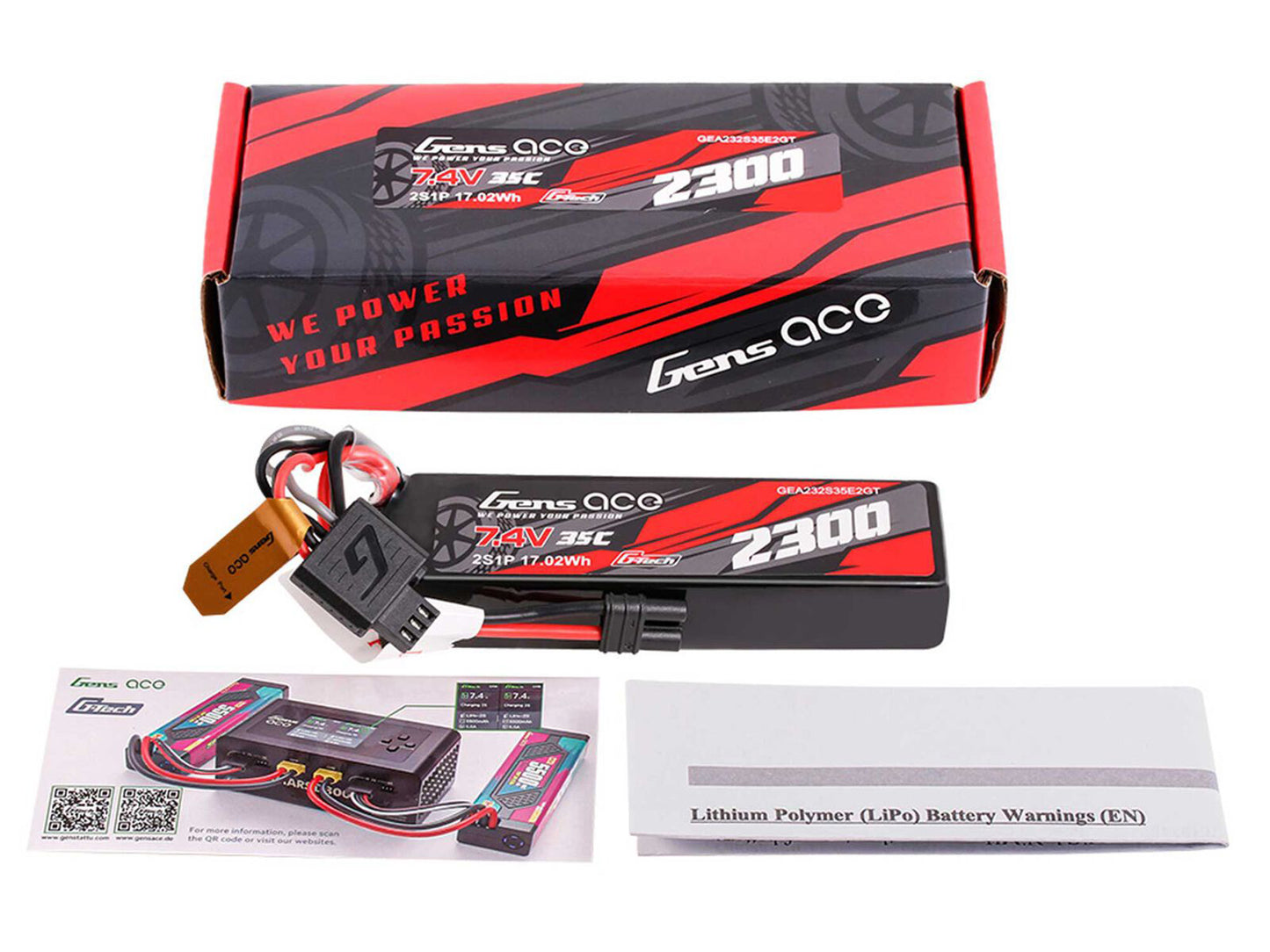 Gens Ace Li-Po G-Tech 2S Car 7.4V 2300mAh 35C with EC2 (GROM) - O-GTC2S2300-35E2