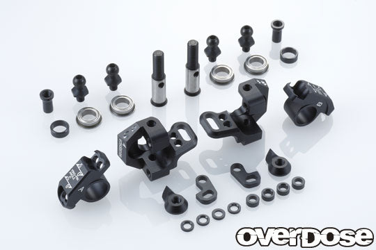 OVERDOSE Adjustable Aluminum Knuckle Set Type-2(For RWD/Black) - OD2439b