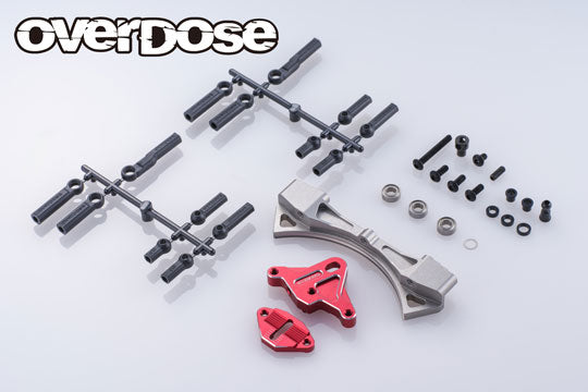 OVERDOSE Aluminum Curved Slide Rack Steering Seet Type-3 (For GALM / Red) - OD3938