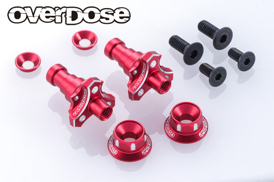OVERDOSE Aluminum One Piece Axle Shaft Type-2 (For OD/RWD Front/7mm/Red) - OD3987