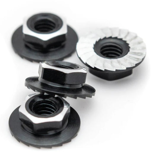 1Up Racing - Lockdown 7075 aluminium M4 flanged and serrated  wheel nuts - Black (4)