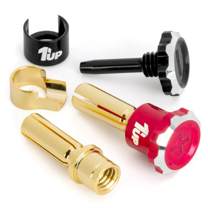 1Up Lockdown adjustable bullet plugs - 4mm - hot pink/black (pr)