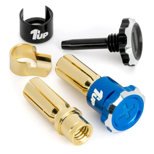 1Up Lockdown adjustable bullet plugs - 5mm - blue/black (pr)
