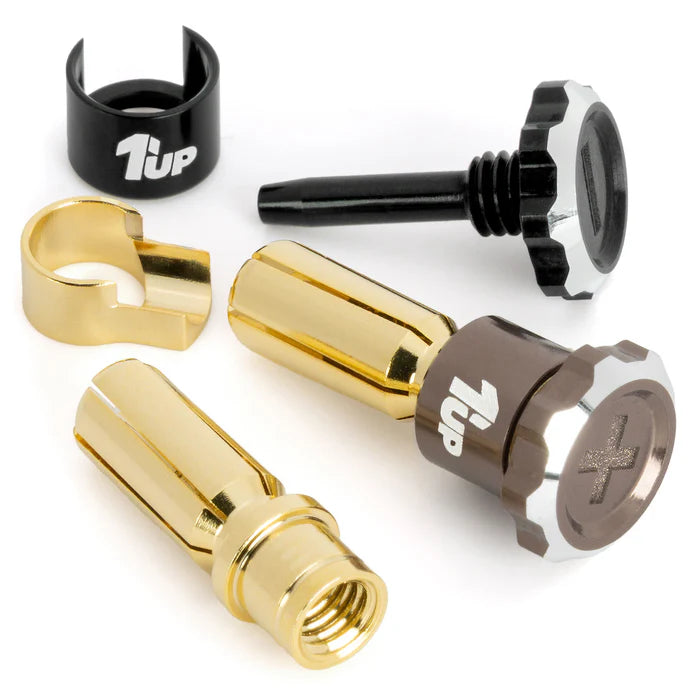 1Up Lockdown adjustable bullet plugs - 5mm - gun metal/black (pr)