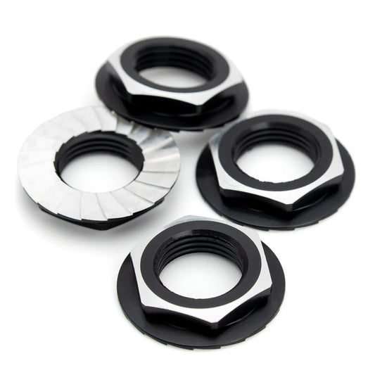 1Up Lockdown 7075 17mm aluminium serrated wheel nuts - Black (4 pcs)