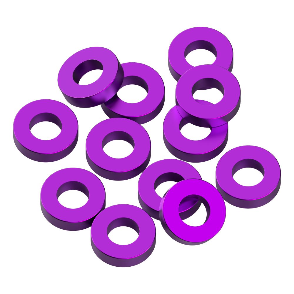 3x6x2mm Precision aluminium Shims - Purple - 12pcs
