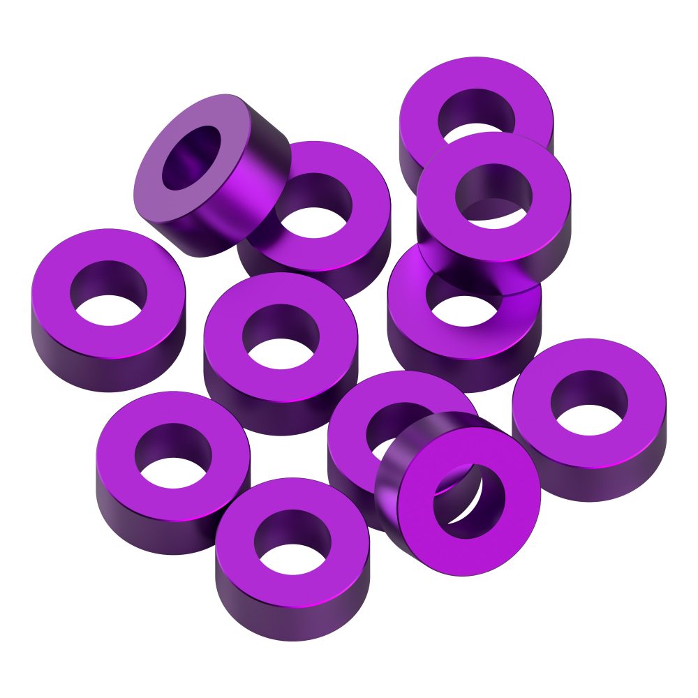 3x6x2.5mm Precision aluminium Shims - Purple - 12pcs