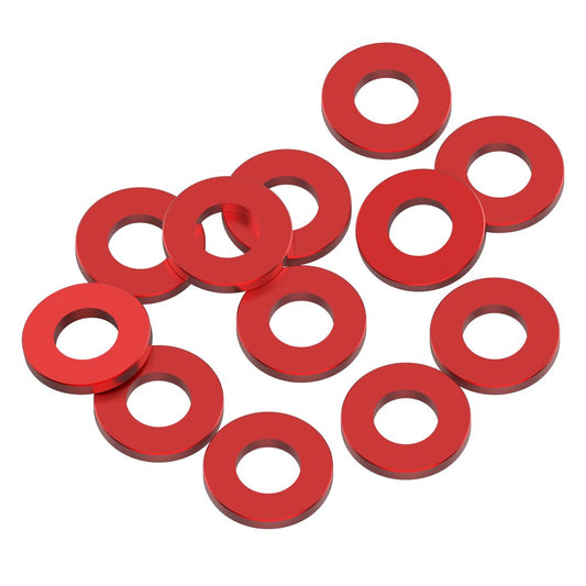 3x6x0.75mm Precision aluminium Shims - Red - 12pcs