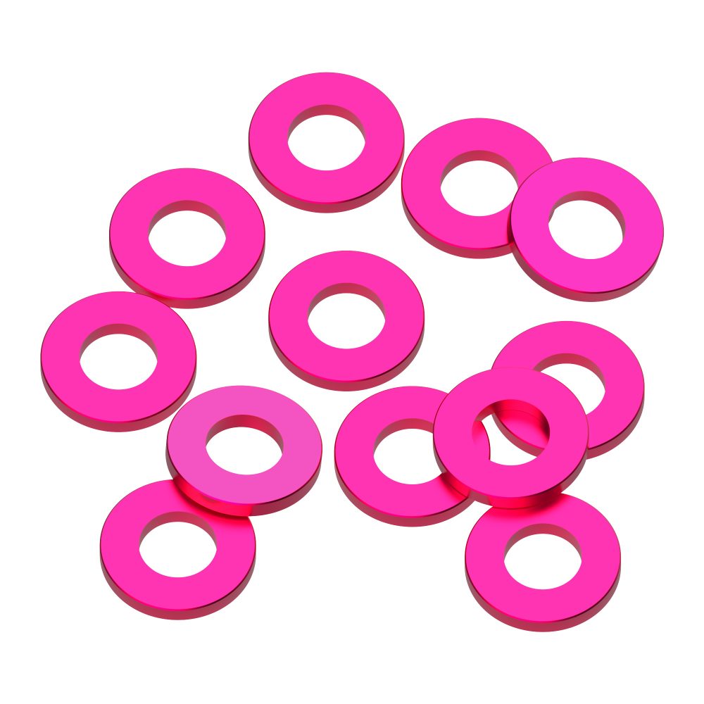 3x6x0.75mm Precision aluminium Shims - Pink - 12pcs