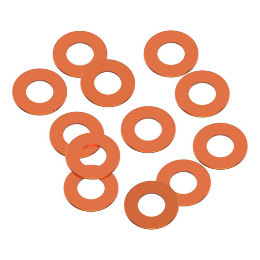 3x6x0.25mm Precision aluminium Shims - Orange - 12pcs