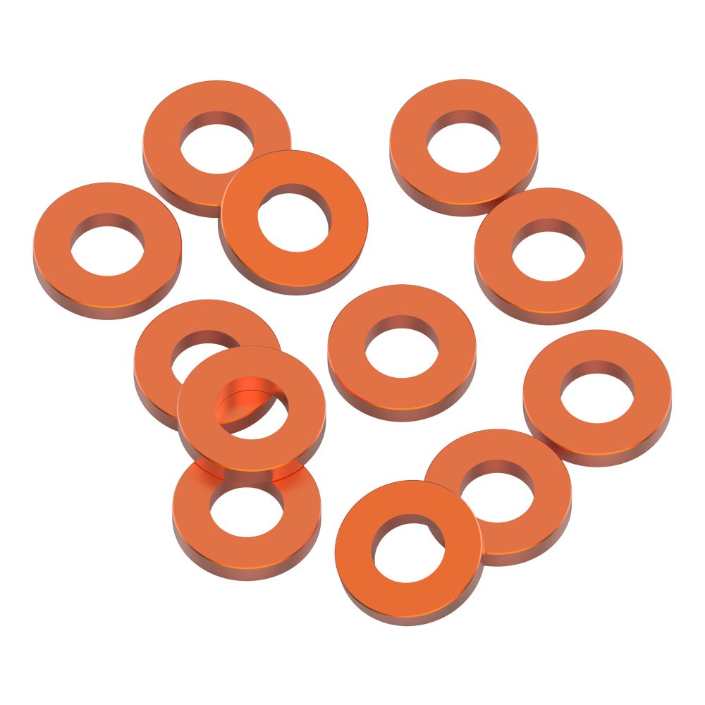 3x6x2mm Precision aluminium Shims - Orange - 12pcs
