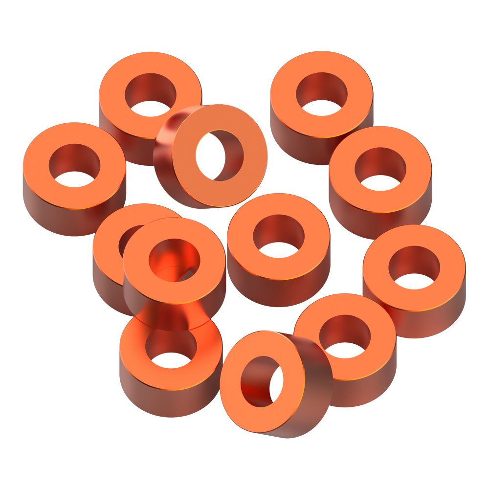 3x6x3mm Precision aluminium Shims - Orange - 12pcs
