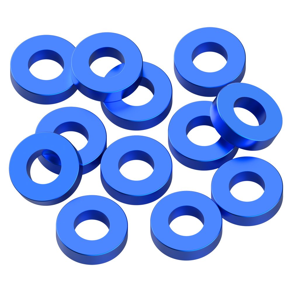 3x6x1.5mm Precision aluminium Shims - Blue - 12pcs