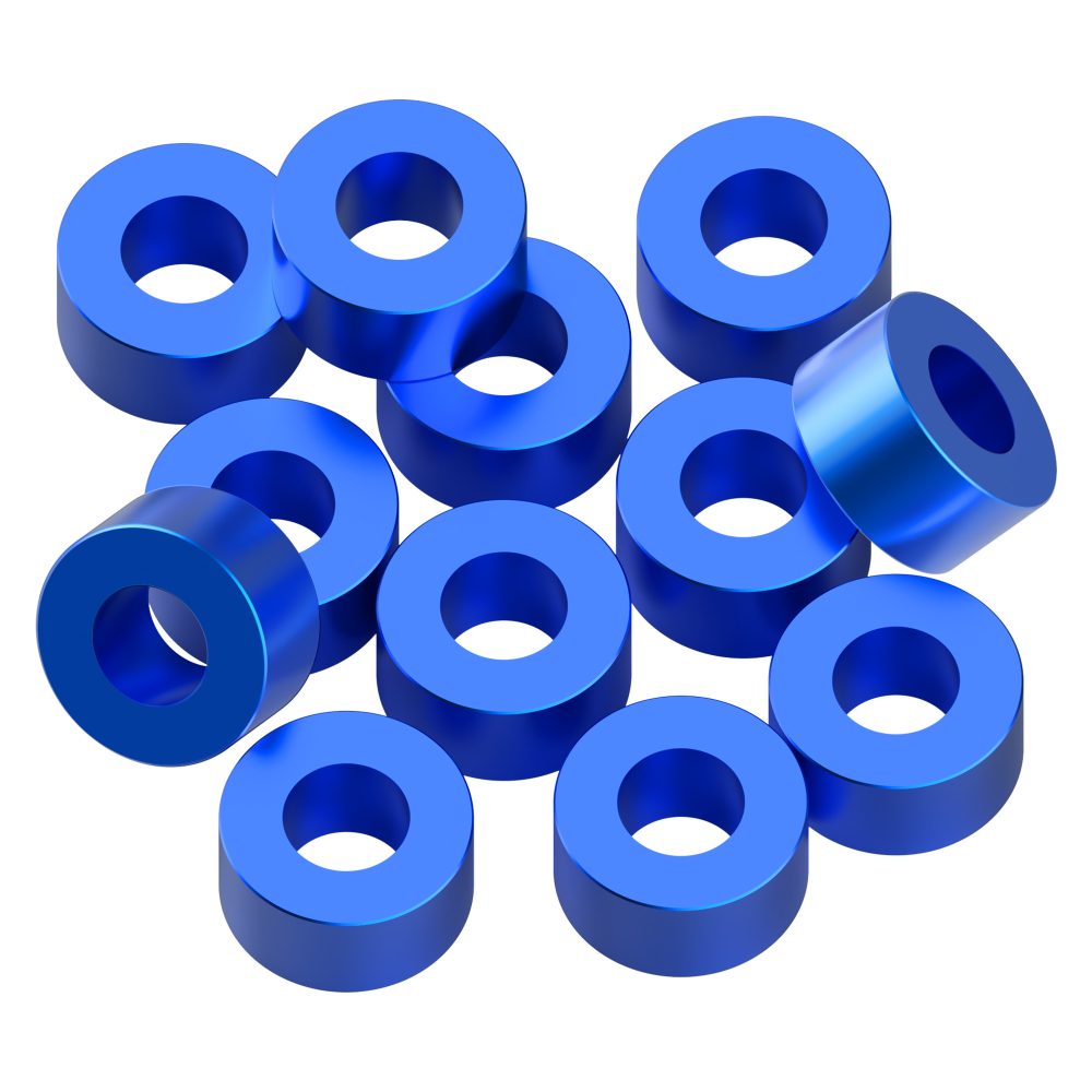 3x6x3mm Precision aluminium Shims - Blue - 12pcs