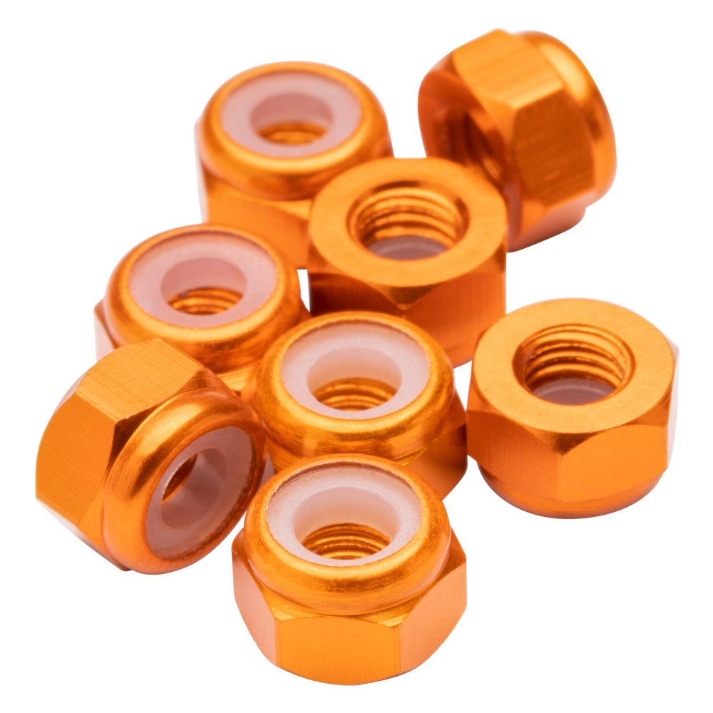 1Up 7075 M3 aluminium locknuts - Orange - 8pcs