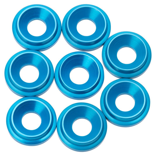 Premium LowPro 7075 alloy M3 Countersunk Washers - Brite Blue - 8pcs