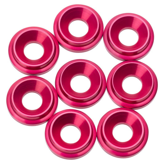 Premium LowPro 7075 alloy M3 Countersunk Washers - Hot Pink - 8pcs