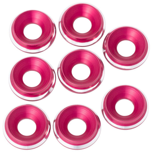 Premium LowPro 7075 alloy M3 Countersunk Washers - Hot Pink Shine - 8pcs