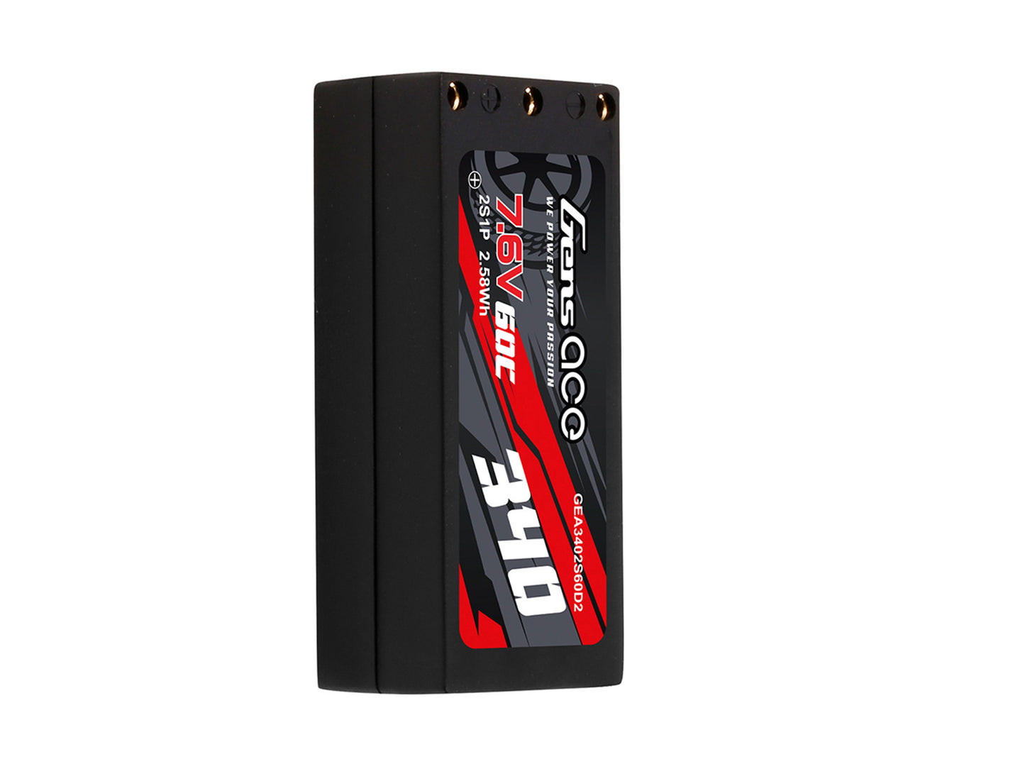 Gens Ace Li-Po HV Car Hard Case 2S 7.6V 340mAh 60C with 2MM - O-GC2H0340-60G2