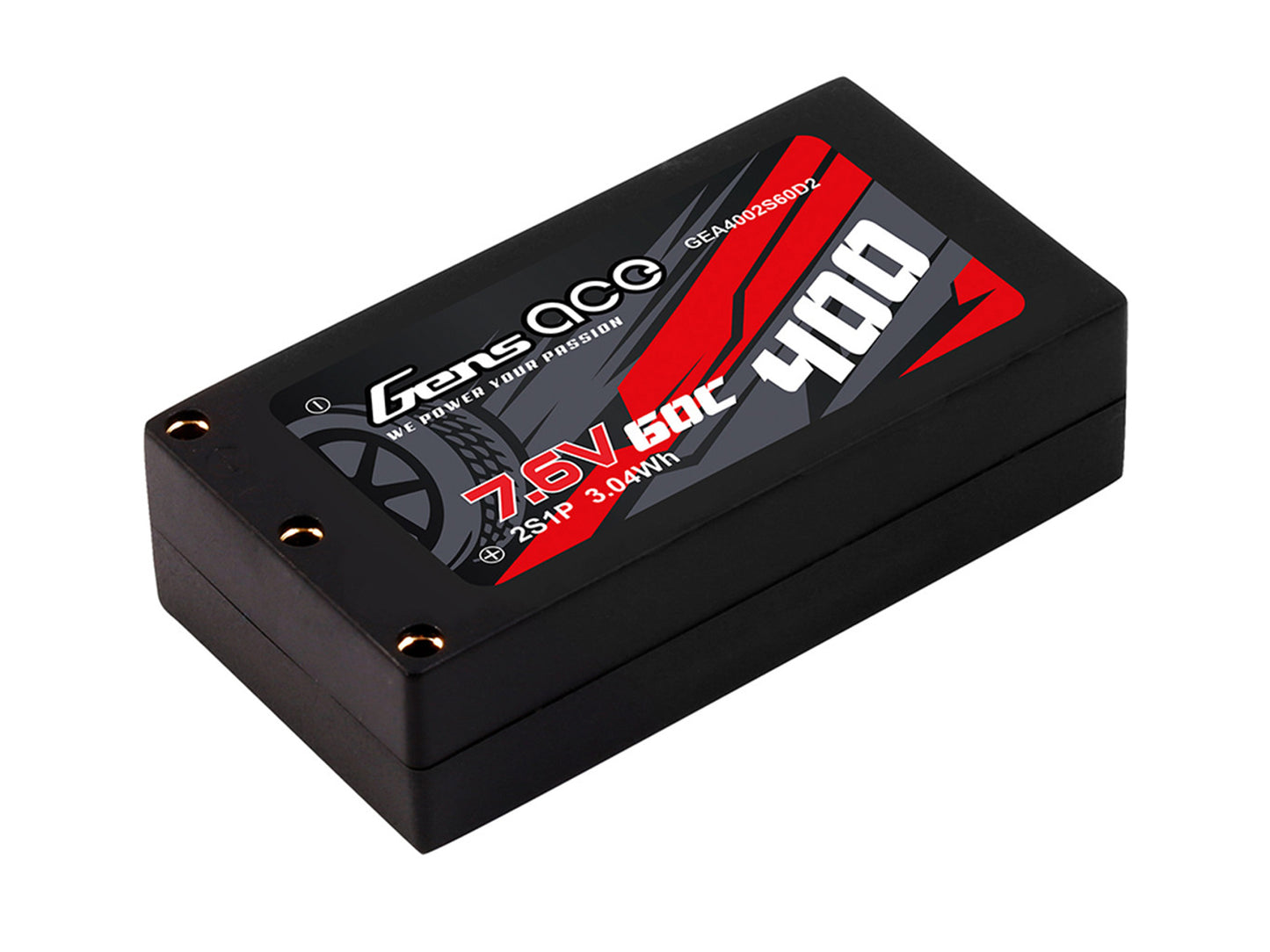 Gens Ace Li-Po HV Car Hard Case 2S 7.6V 400mAh 60C with 2MM - O-GC2H0400-60G2