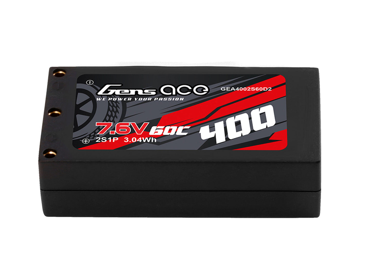 Gens Ace Li-Po HV Car Hard Case 2S 7.6V 400mAh 60C with 2MM - O-GC2H0400-60G2