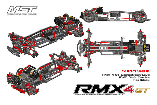 MST RMX 4 GT Competition-Level RWD Kit (red) - 532219R