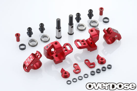 OVERDOSE Adjustable Aluminum Knuckle Set Type-2(For RWD/Red) - OD2438b