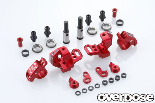 OVERDOSE Adjustable Aluminum Knuckle Set Type-2(For RWD/Red) - OD2438b