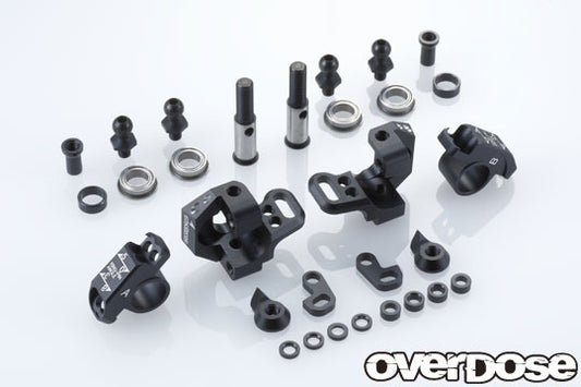 OVERDOSE Adjustable Aluminum Knuckle Set Type-2(For RWD/Black) - OD2439b
