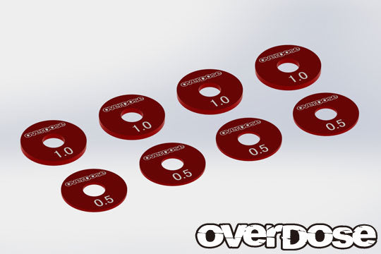 OVERDOSE Aluminum Wheel Spacer Set(Red/0.5t x4pcs, 1.0t x4pcs) - OD2744b