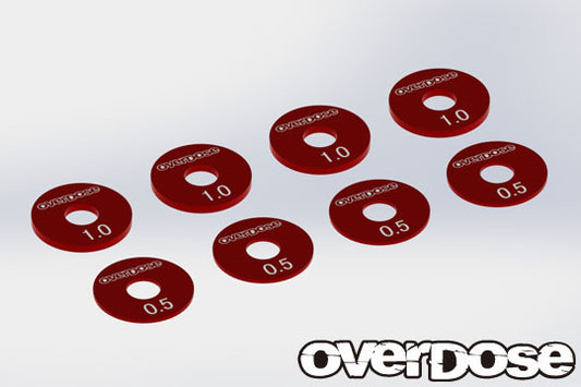OVERDOSE Aluminum Wheel Spacer Set(Red/0.5t x4pcs, 1.0t x4pcs) - OD2744b
