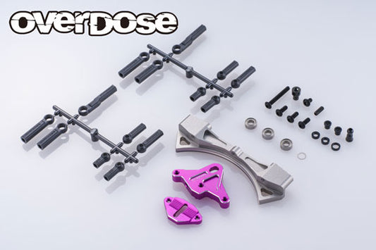 OVERDOSE Aluminum Curved Slide Rack Steering Seet Type-3 (For GALM / Purple) - OD3937