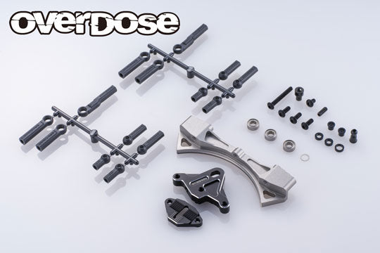 OVERDOSE Aluminum Curved Slide Rack Steering Seet Type-3 (For GALM / Black) - OD3939