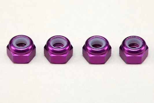 YOKOMO 3MM ALLOY NYLON LOCK NUTS - 4PCS - PURPLE - ZC-N3APU