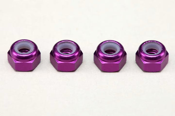 YOKOMO 3MM ALLOY NYLON LOCK NUTS - 4PCS - PURPLE - ZC-N3APU