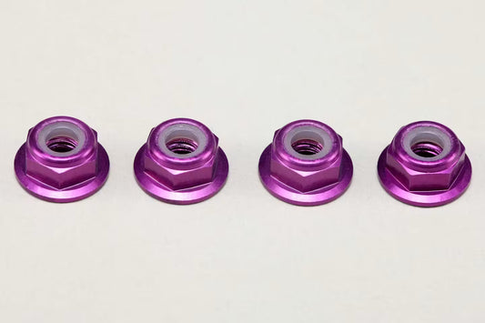 YOKOMO 4MM FLANGE ALLOY NYLON LOCK NUTS - 4PCS - PURPLE - ZC-N4AFLPU
