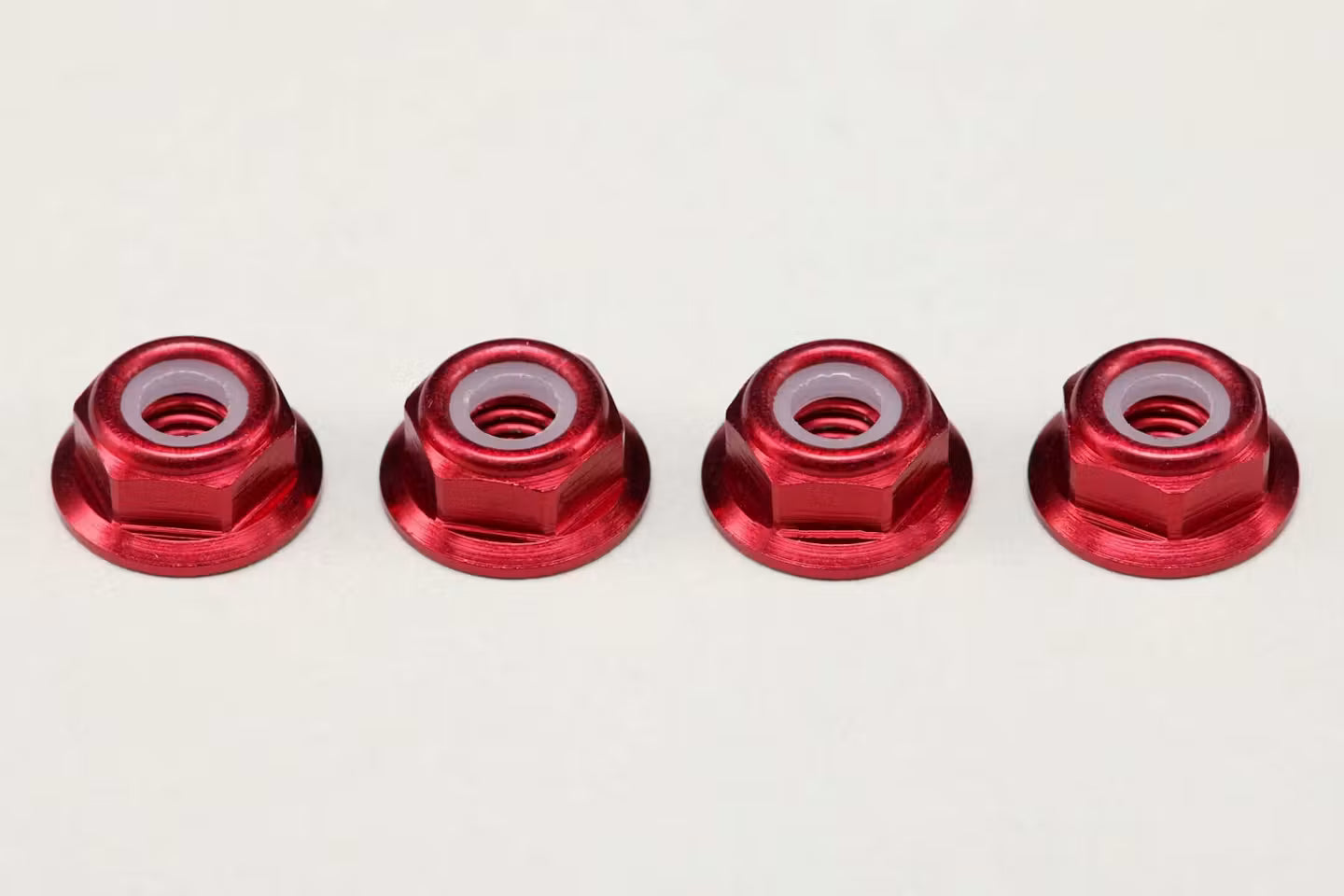 YOKOMO 4MM FLANGE ALLOY NYLON LOCK NUTS - 4PCS - RED - ZC-N4AFLR